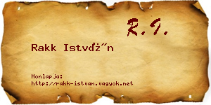 Rakk István névjegykártya